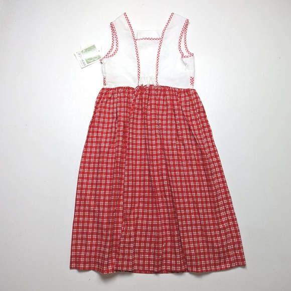 Vintage Bonnie Jean Dress Girls Size 10 Red Plaid Daisy Sundress - Picture 3 of 4